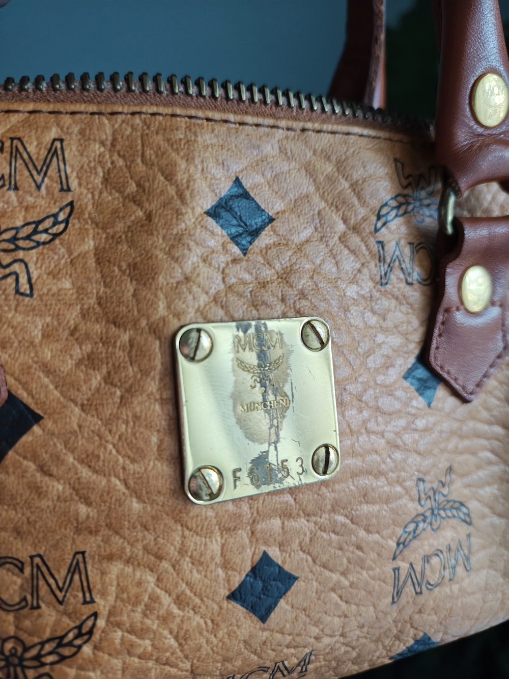 MCM Brown Visetos Mini Satchel Bag with Detachable Strap - Picture 6 of 9